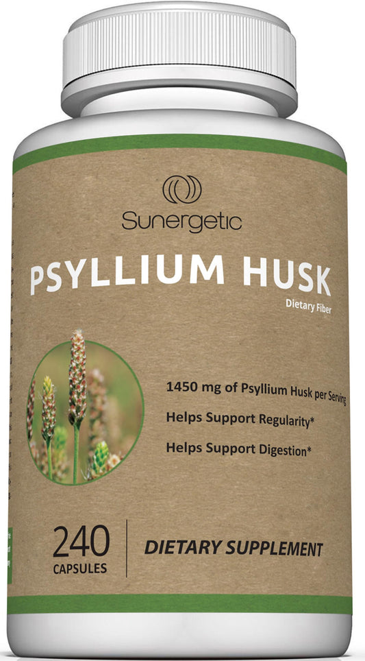 Premium Psyllium Husk Fiber Supplement 1450mg, 240 Capsules SunergeticUS supplements