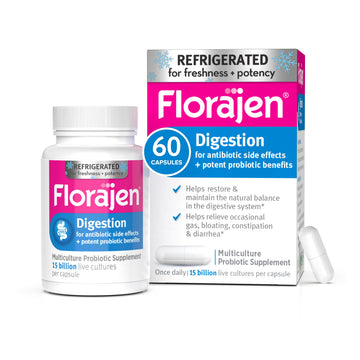 Florajen3 Digestion High Potency Refrigerated Probiotics | Restores Balance in Digestive System | for Antibiotic Side Effects | 60 Capsules Florajen Au supplements