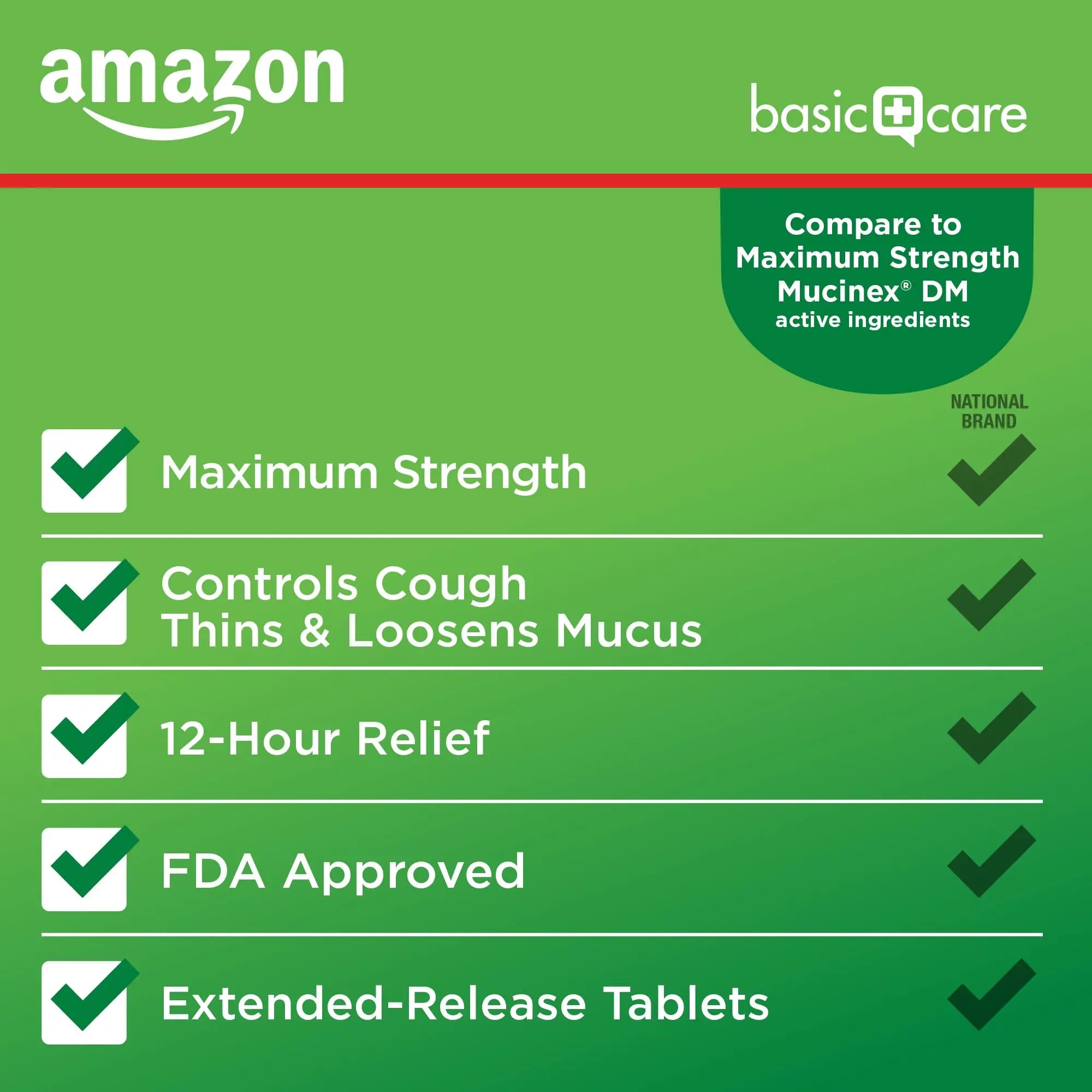 Amazon Basic Care Maximum Strength Mucus DM, Expectorant and Cough Suppressant Extended-Release Tablets, 42 Count Amazon Basic Care Au supplements