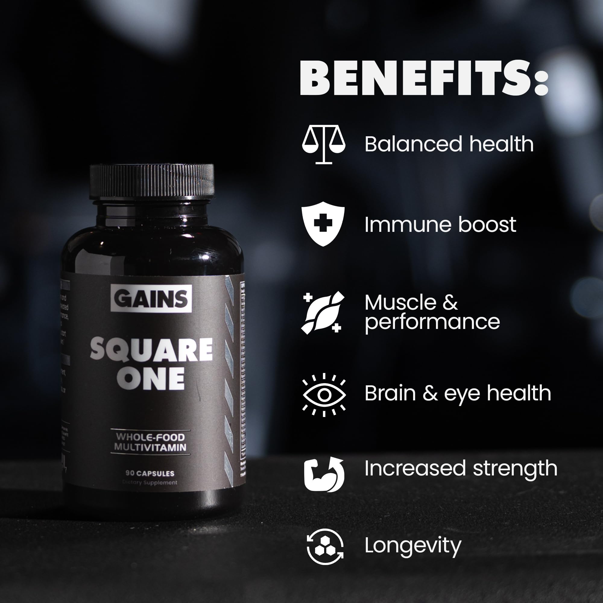 Gains in Bulk Square 1 Multivitamin and Mineral Supplement for Women and Men, Vitamins, Digestive Enzymes and Organic Minerals for Muscle Health, Performance and Immune Support, 90 Capsules GAINS IN BULK GAINSINBULK.COM Au supplements