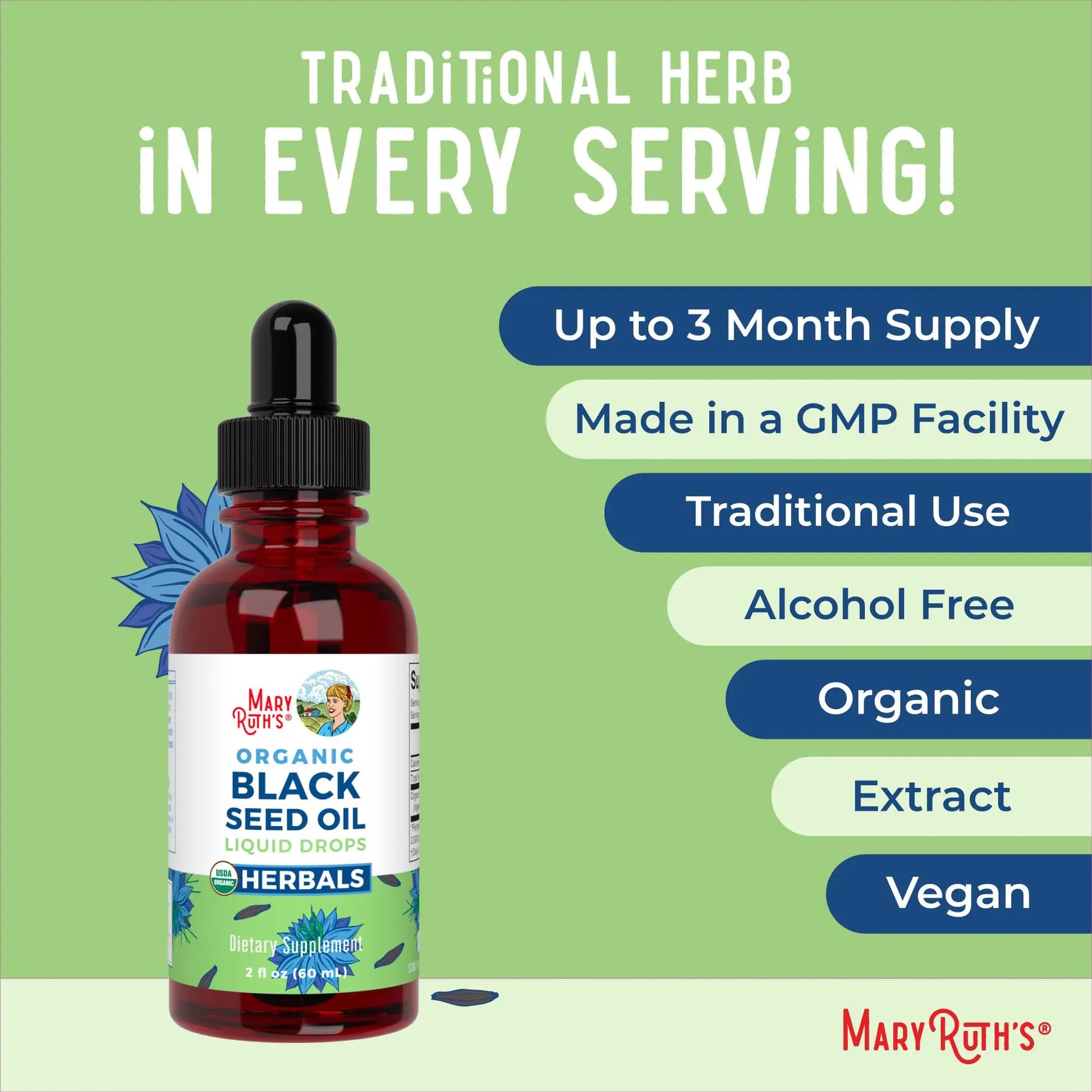 MaryRuth Organics Black Seed Oil Liquid Drops Cold Pressed | 3 Month Supply | USDA Organic Black Cumin Seed Oil | Immune Support | Respiratory Health | Sugar&Gluten Free | Vegan | Non-GMO | 2 Fl Oz MARYRUTH'S Au supplements