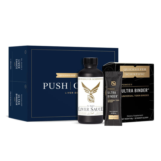 Quicksilver Scientific PushCatch Liver Detox Cleanse - 2 Piece Kit with Ultra Binder (Packets) & Liver Sauce (Liver Support Supplement with Milk Thistle Extract) to Support GI Detox & Toxin Binding Quicksilver ScientificAU supplements