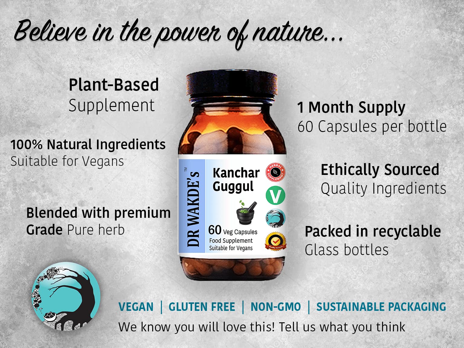 DR WAKDE's Kanchnar Guggul (60 Veg Caps, Ayurvedic Supplement, Vegan, Herbal, Natural, Made in the UK) DR WAKDE's Au supplements