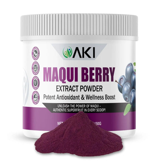 AKI Maqui Berry Extract Powder – Wild Harvested from Patagonia, High in Anthocyanins & Polyphenols, Freeze-Dried Superfruit for Smoothies, Non-GMO, Vegan, 150g/ 5.3 oz AKI ORGANICAu supplements