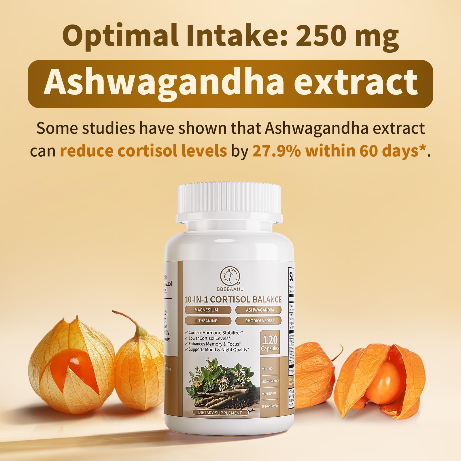 2 Pack Cortisol Supplements for Women & Men - 10-in-1 Cortisol Reducer Manager Detox with Ashwagandha, Magnesium - Lower High Cortisol Levels, Relaxation & Night Support, Non-GMO, 120 Capsules BBEEAAUU Au supplements