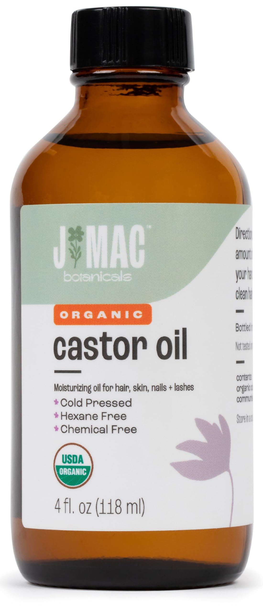 J MAC BOTANICALS Organic Castor Oil Cold Pressed (Glass Bottle, 4 oz ) J MAC BOTANICALS Au supplements