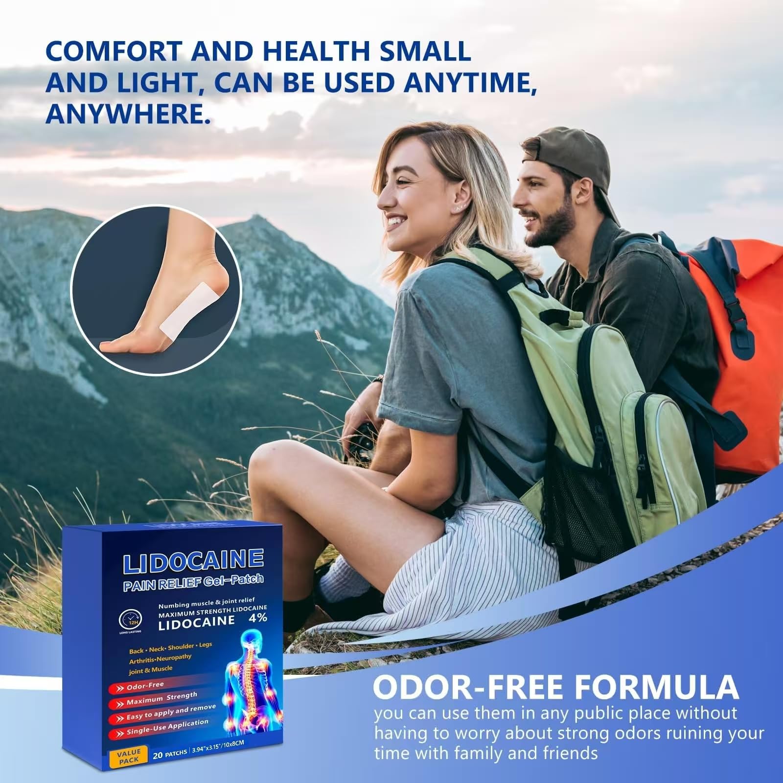 KIbabyDI Professional Lidocaine Pain Relief Patches - 20 Count | 4% Medicated Gel Patches for Targeted Joint & Muscle Comfort | Long-Lasting 12-Hour Relief, Ultra-Flexible Design -lb263 KIbabyDI Au supplements