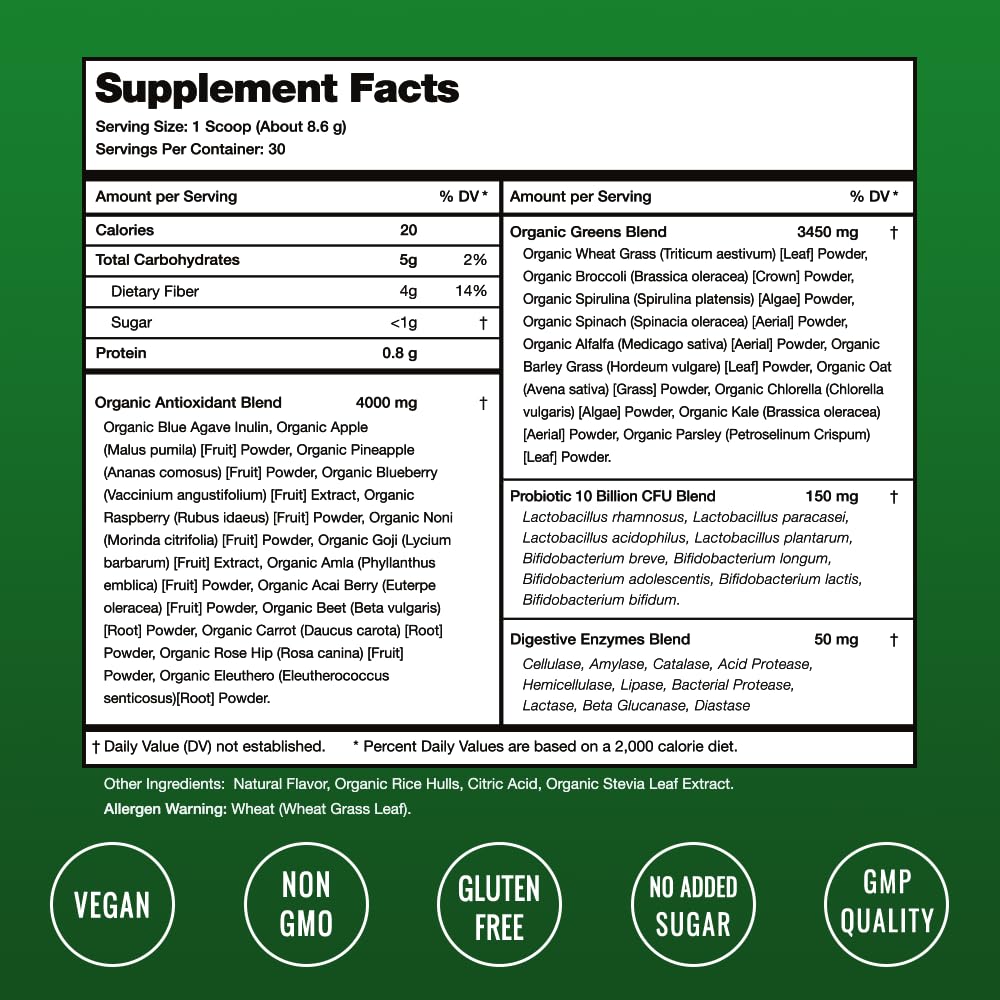 NutraChamps Super Greens Powder Premium Superfood | 20+ Organic NutraChamps Au supplements