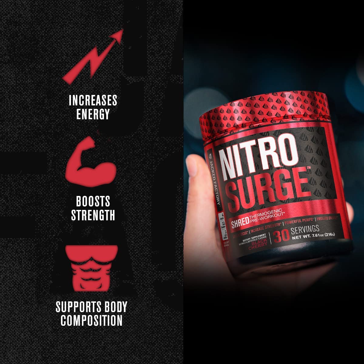 Jacked Factory NITROSURGE Shred Pre Workout Supplement - Energy Jacked Factory Au supplements