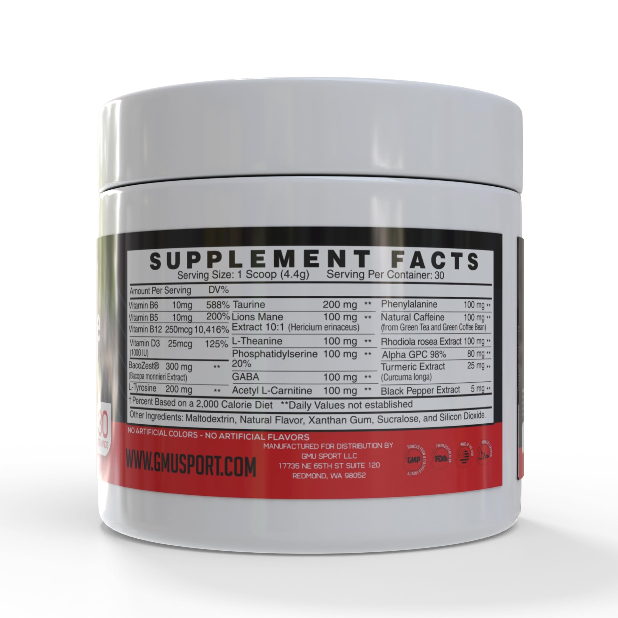 GMU SPORT Nootro-Prime Brain Boost - Focus Brain Supplement - Mushroom Supplement Powder with Alpha GPC, Nootropic Brain Supplements for Memory and Focus with Lions Mane, 30 Servings, Tropical Flavor GMU SPORT Au supplements
