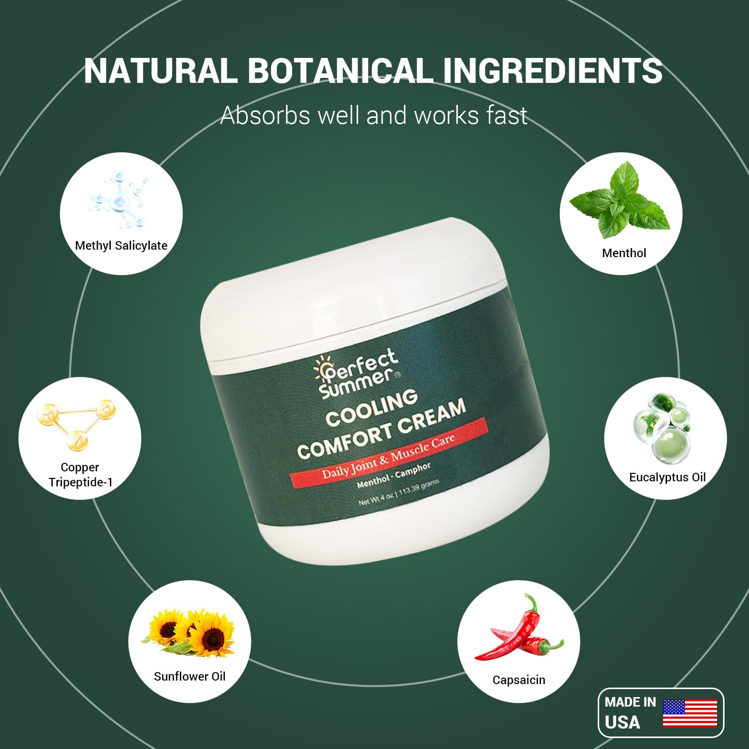 Perfect Summer Cooling Comfort Cream – Muscle Rub & Joint Care – Cooling Relief for Back, Neck, Shoulders & Knees – Non-Greasy, Fast-Absorbing Topical Cream, 4 oz Generic Au supplements