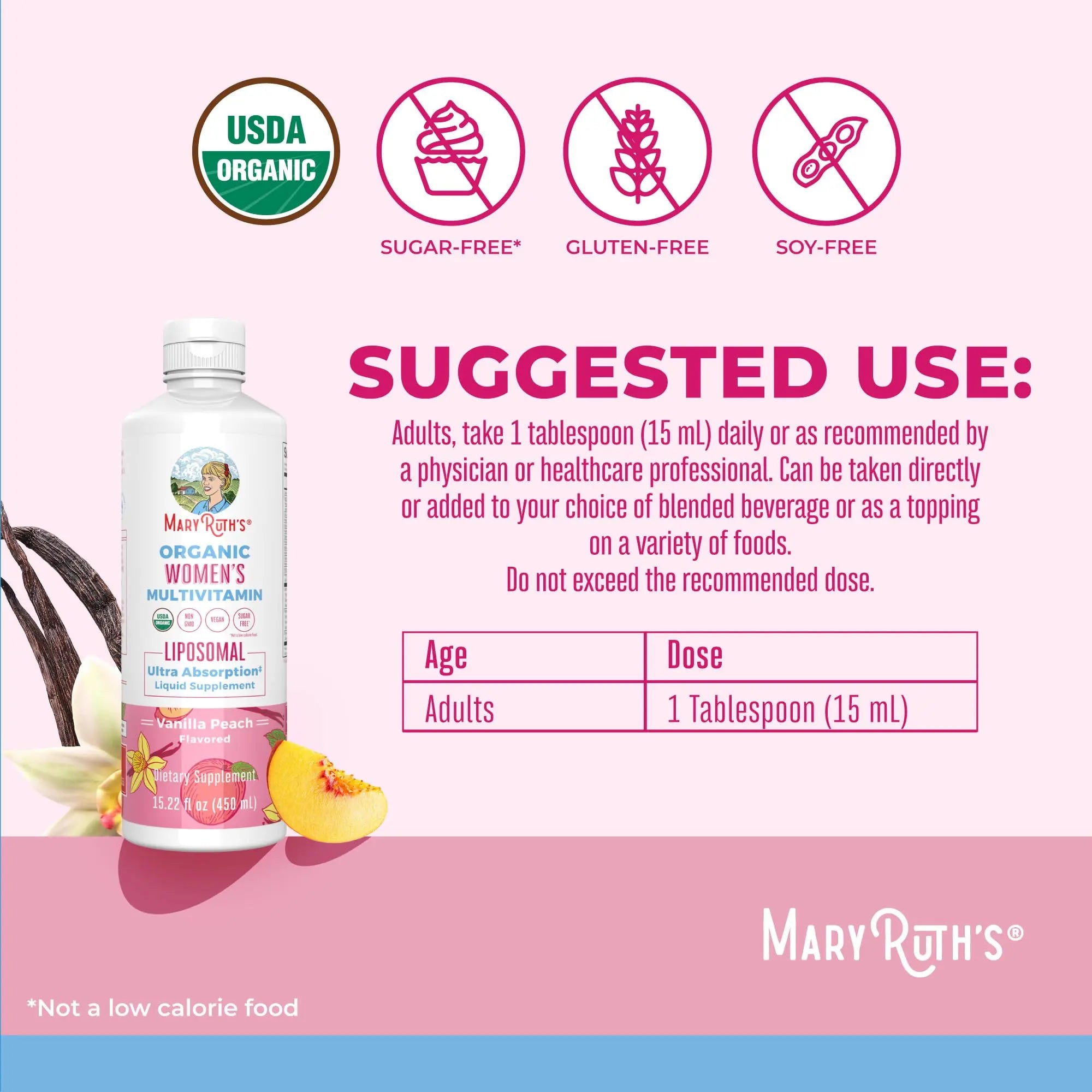 MaryRuth Organics USDA Organic Multivitamin for Women, Sugar Free Womens Multivitamin, Liquid Vitamins for Women, Immune Support Supplement, Ashwagandha, Methylfolate, Vegan, Non-GMO, 15.22 Fl Oz MARYRUTH'S Au supplements