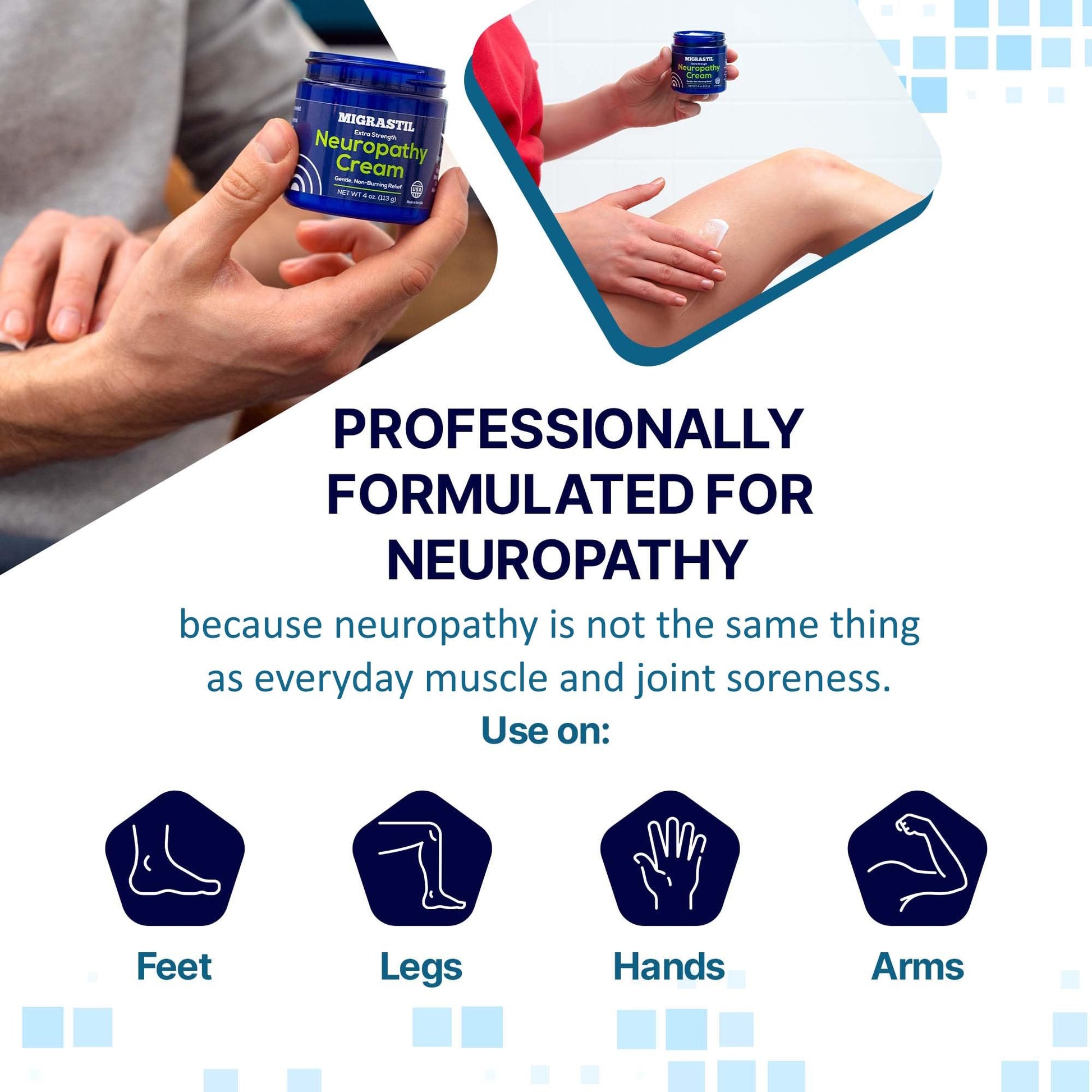 Basic Vigor Migrastil Extra Strength Neuropathy Cream (4 oz) and PainBlock Roll-On (3 oz) Bundle Basic Vigor Au supplements