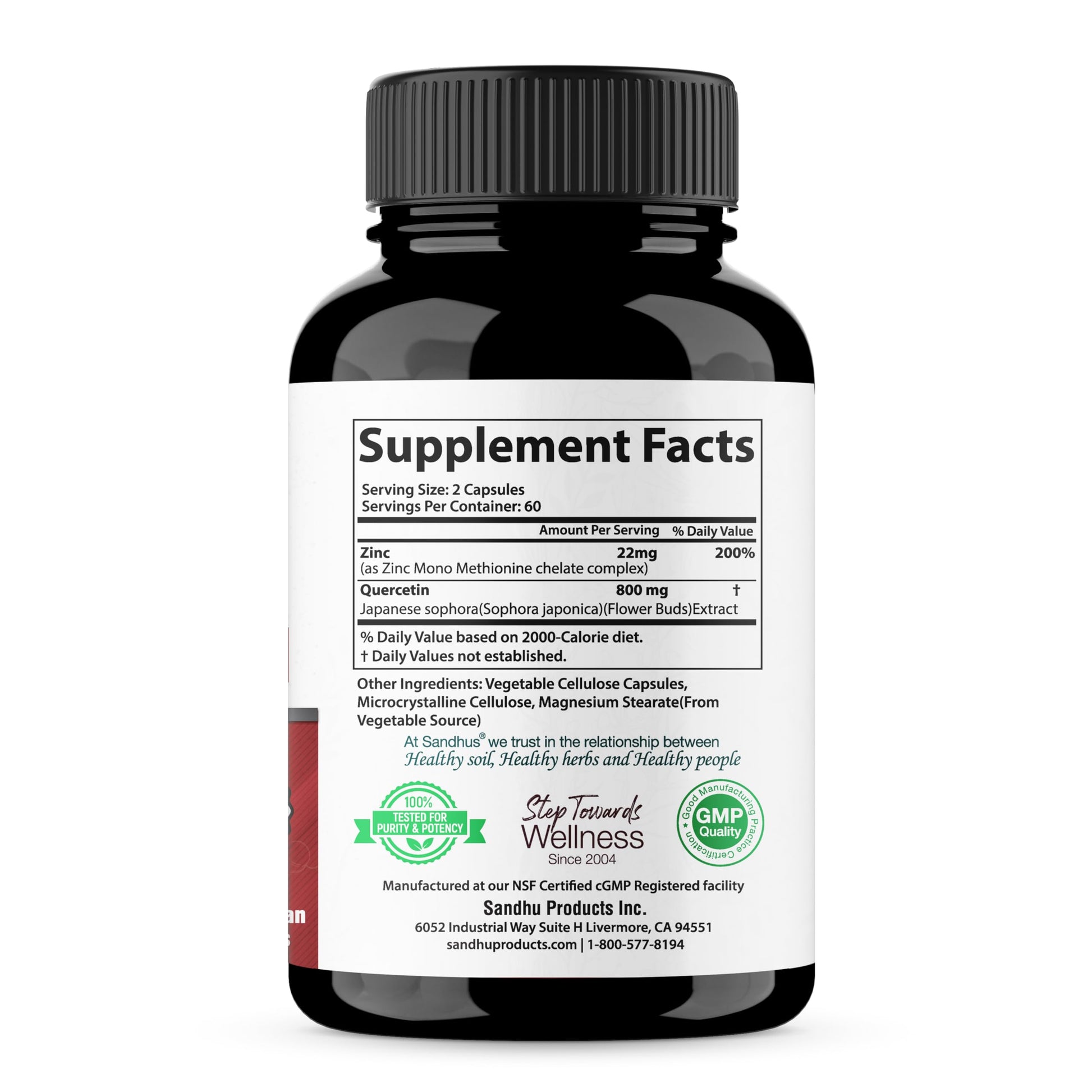 Zinc Quercetin Vegetarian Capsules 120 Ct- (2 Pack) Sandhu's Au supplements