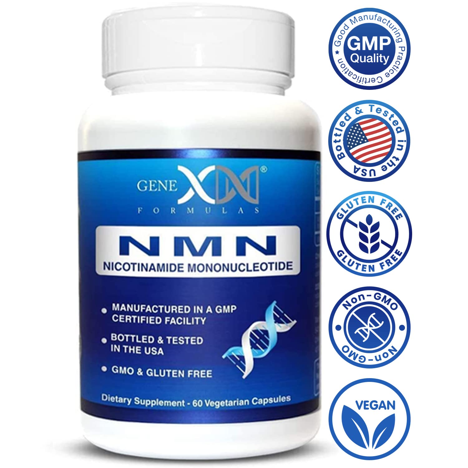 Genex Formulas NMN 250mg - Stabilized Form (60 Capsules), 99% Pure Supplement Capsules for Increased NAD Levels, DNA Repair, & Healthy Aging, GMP Certified Genex Formulas Au supplements