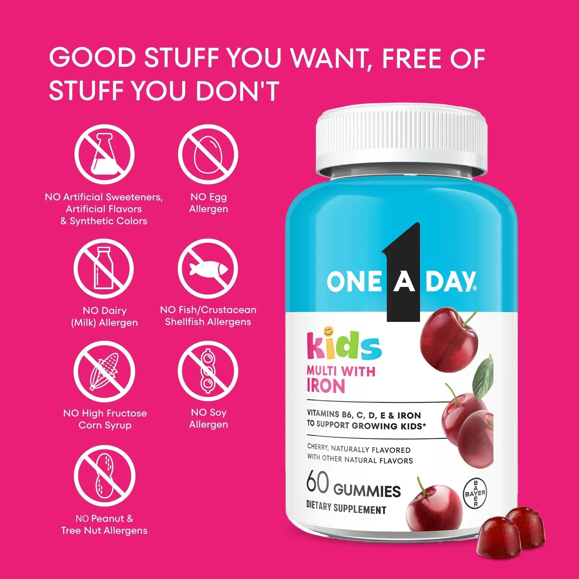 One A Day Kids Multivitamin with Iron Gummy, Vitamin D, Vitamin C, E, Zinc for Immune Support, Gummy Vitamins ONE A DAY Au supplements