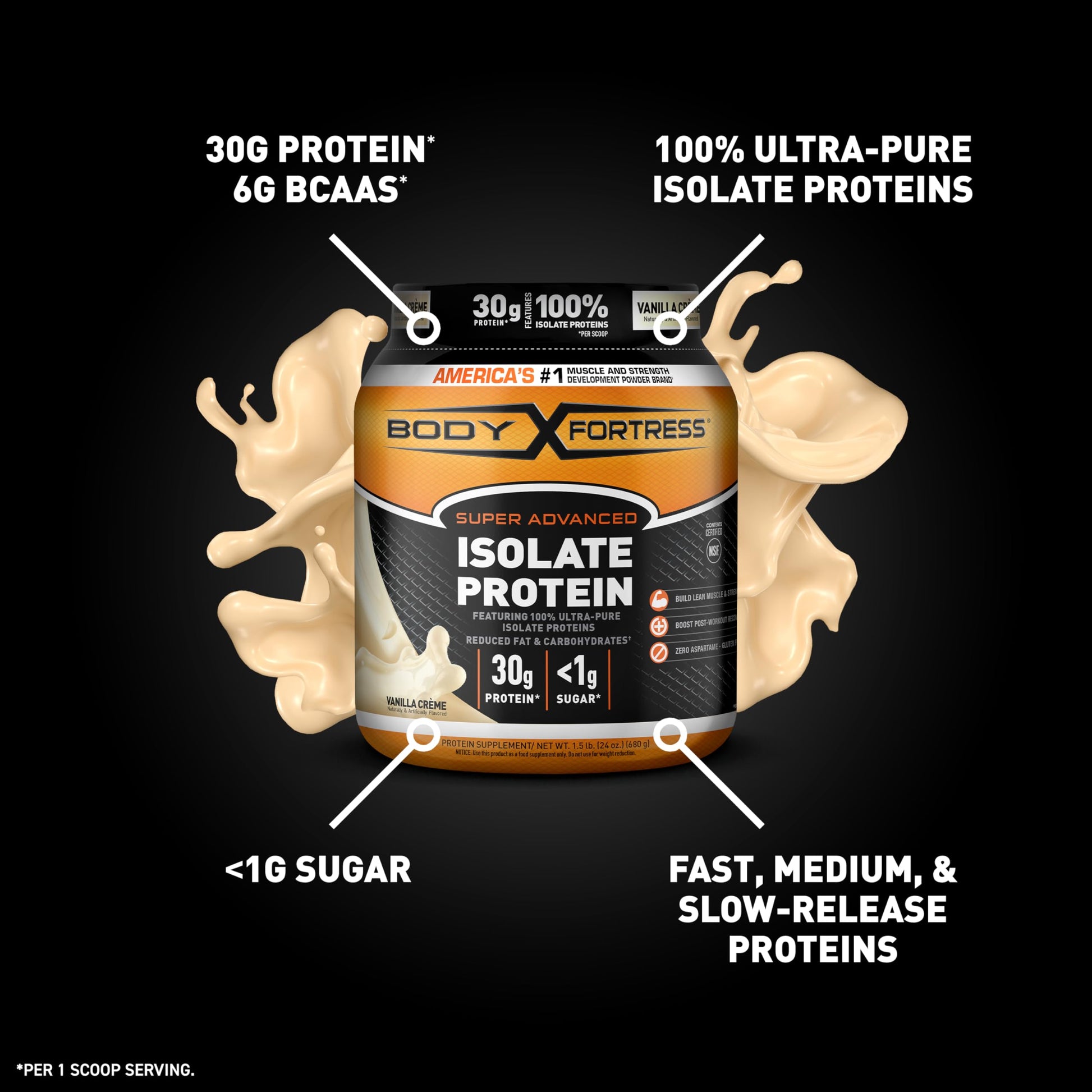 Body Fortress Super Advanced Isolate Protein Powder, Gluten Free, Vanilla Creme Flavored Body Fortress Au supplements