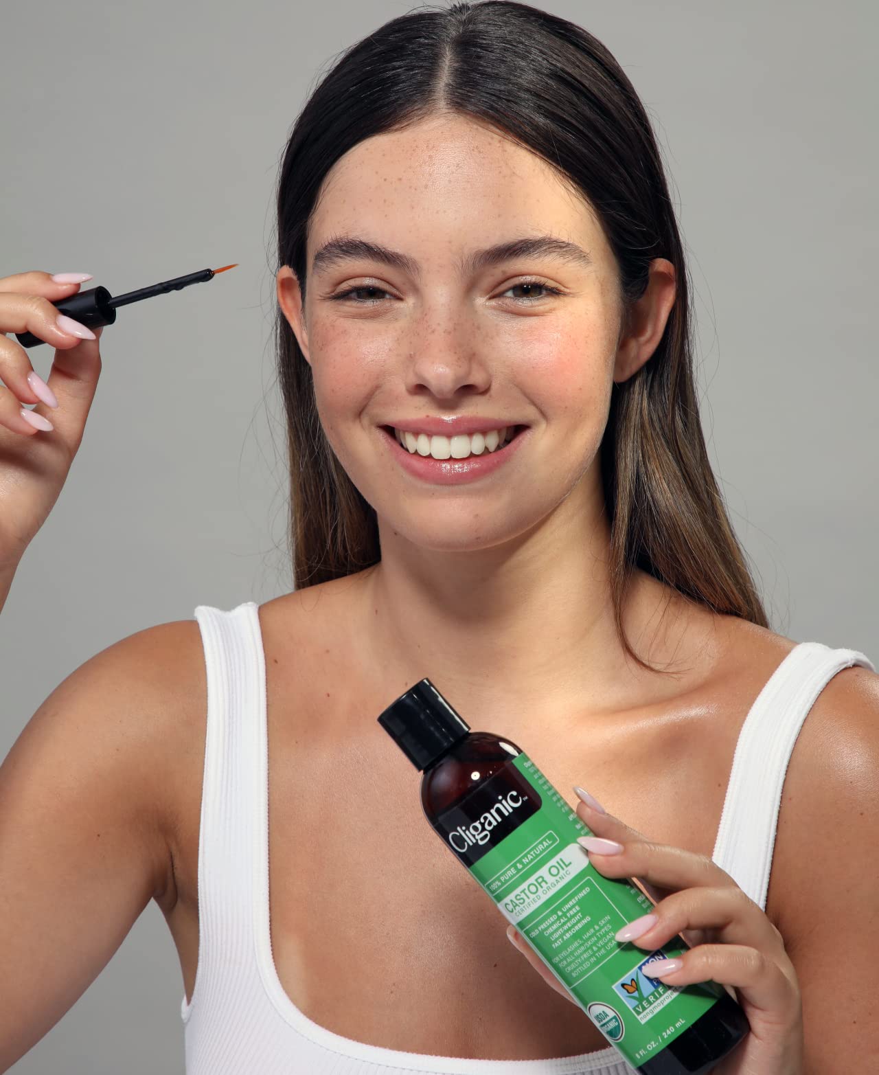 Cliganic USDA Organic Castor Oil, 100% Pure (8oz with Eyelash Kit) - For Eyelashes, Eyebrows, Hair & Skin Cliganic Au supplements