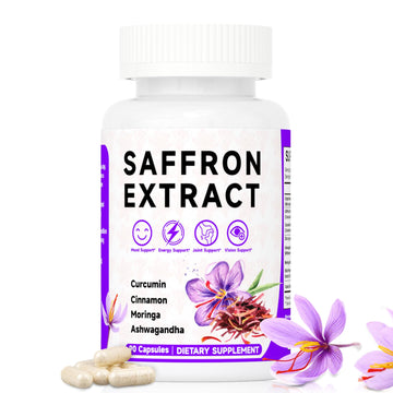 Happy Saffron Supplements, 100mg Saffron Extract, Saffron Blend with Turmeric & Ashwagandha, Supports Mood, Focus, and Energy Boost, 90 Capsules Mosslly Au supplements