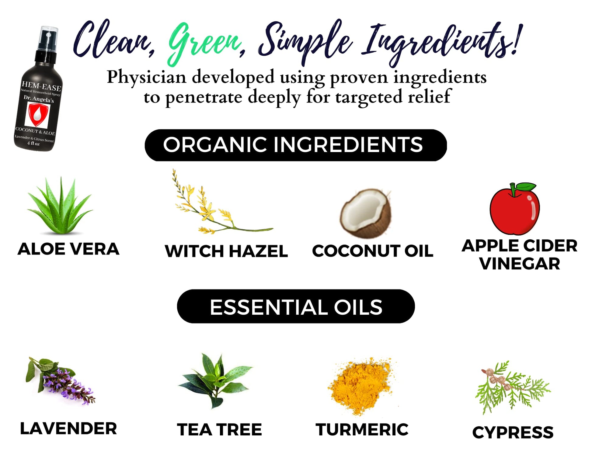 Dr. Angela's Hemorrhoid Treatment Spray | Organic Aloe Vera, Witch Hazel & Essential Oils Turmeric & Tea Tree | Natural Itching & Burning Relief Cream Doctor Angela Essential Au supplements