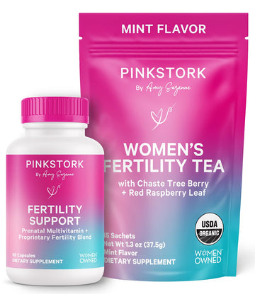 Pink Stork Fertility Bundle for Women – Conception Tea + Prenatal Vitamin Support with Inositol, Vitex, Folate & Ashwagandha – Supports Hormone Balance, Cycle Health & Preconception Wellness Pink Stork Au supplements