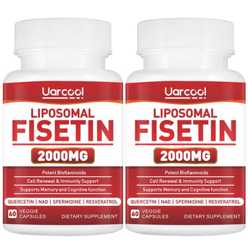 Uarcool Fisetin Supplement 2000mg for Healthy Aging and Longevity, Skin Health, Brain - Soy Free, Vegetarian - 60 Softgels(2 Bottles) Uarcool Au supplements