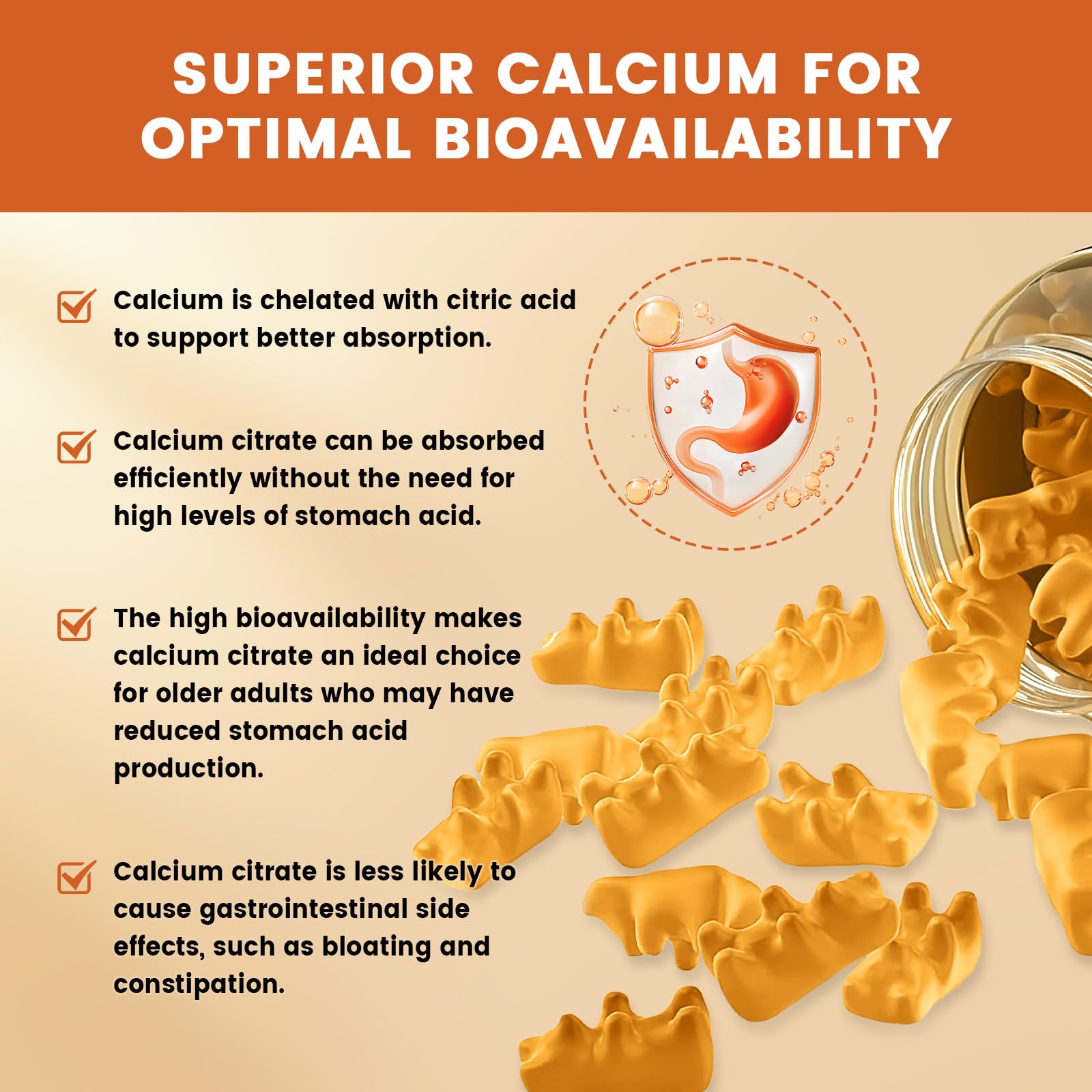 GONGOTA Calcium Citrate 1200mg with Vitamin D3 Gummies, Chewable Calcium for Bone, Muscle, Joints, Immune Support, Calcium Supplements for Women & Men,Sugar Free, Pineapple Flavor - 120 Gummies GONGOTA Au supplements