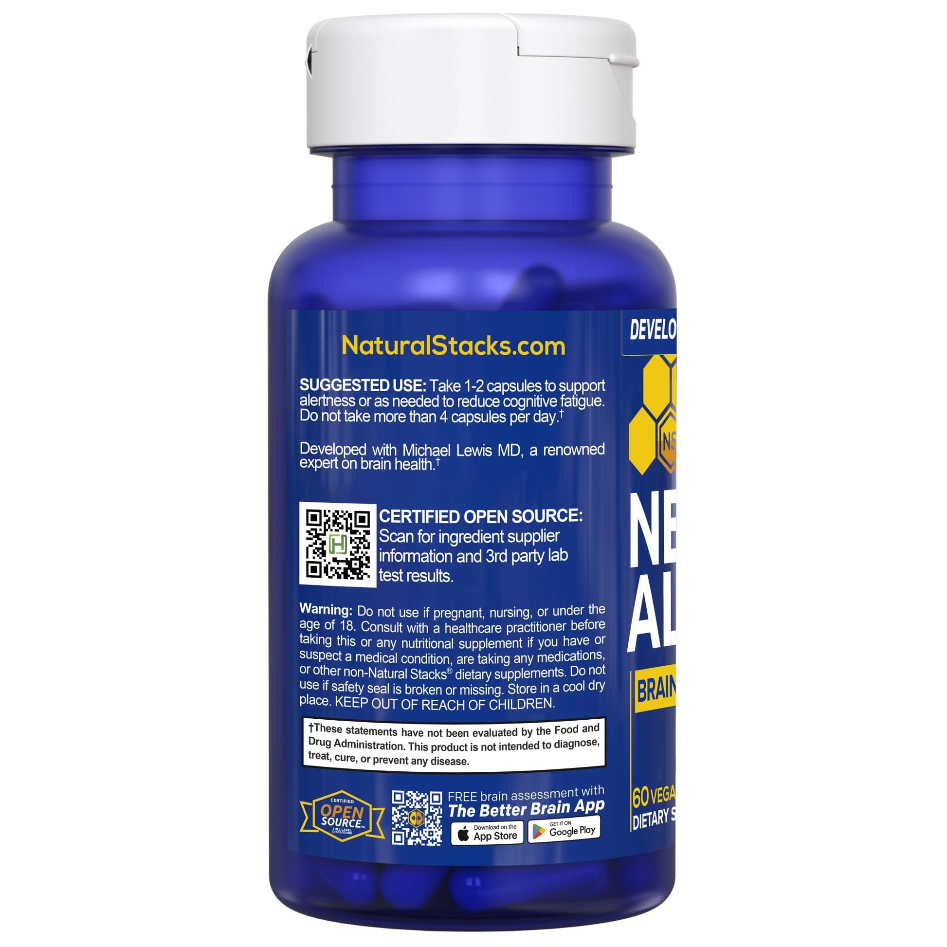 NATURAL STACKS NeuroAlert - 200mg Paraxanthine Energy Supplement - Caffeine Free Focus w/ 500mg L-Tyrosine & 100mg L-Theanine - 10mg NADH for Cellular Energy Support - 60 Paraxanthine Capsules NATURAL STACKS Au supplements