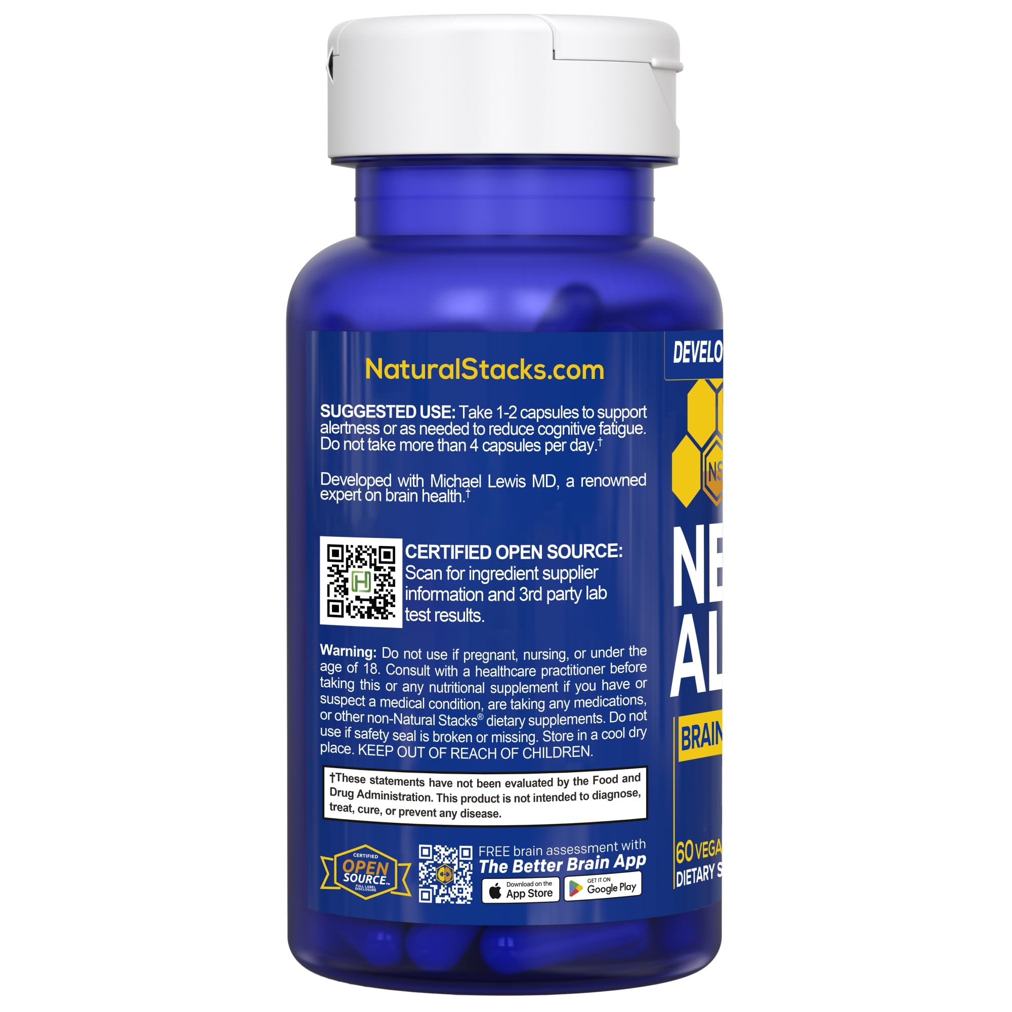 NATURAL STACKS NeuroAlert - 200mg Paraxanthine Energy Supplement - Caffeine Free Focus w/ 500mg L-Tyrosine & 100mg L-Theanine - 10mg NADH for Cellular Energy Support - 60 Paraxanthine Capsules NATURAL STACKS Au supplements