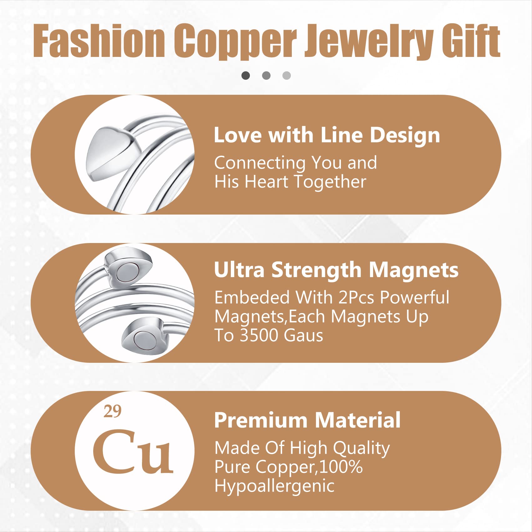 Jecanori Copper Rings for Women,Magnetic Ring Adjustable Love Heart Copper Rings Jecanori Au supplements