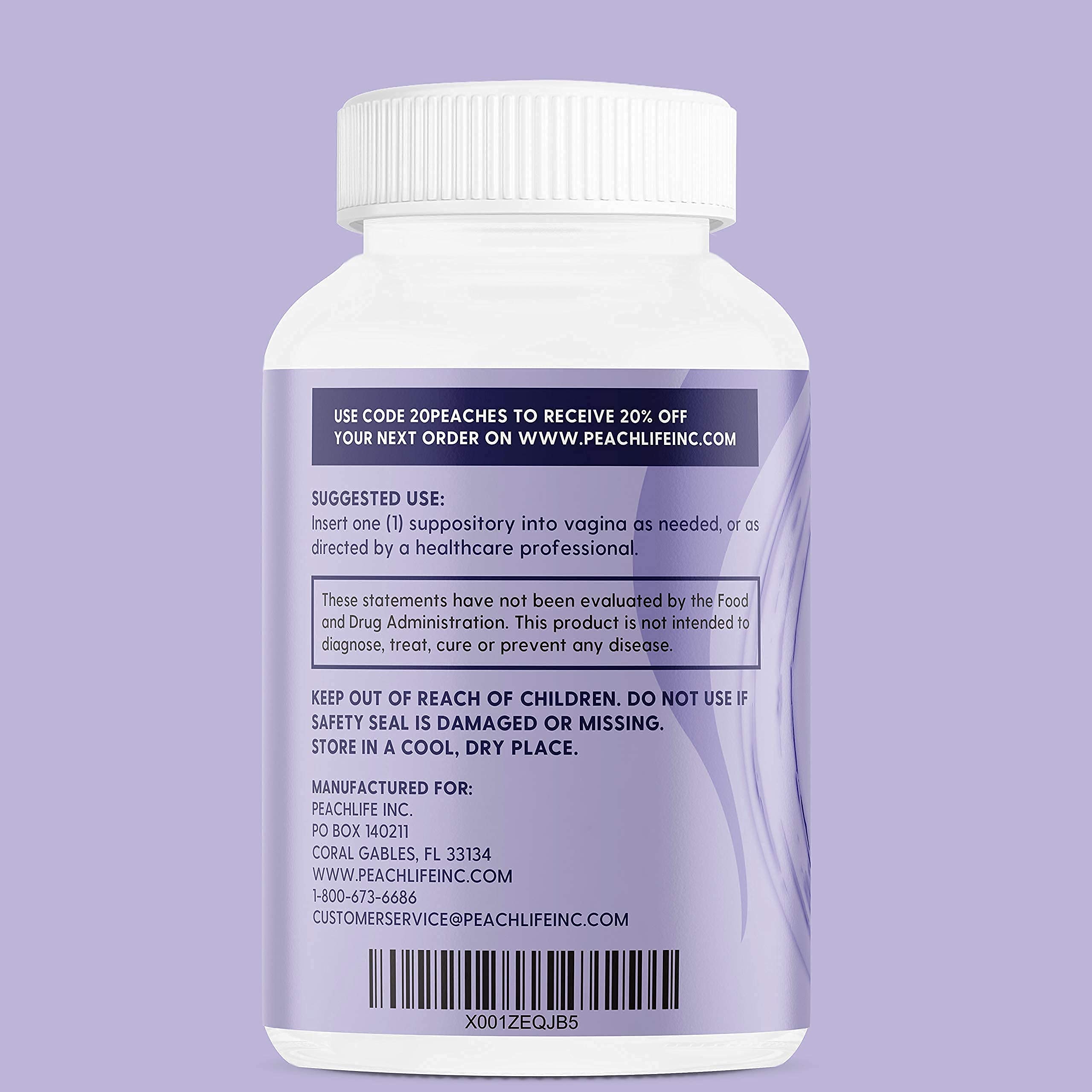 Peachlife Boric Acid Suppositories in Vegetable Capsules - USA Made - Vaginal pH Peachlife Au supplements