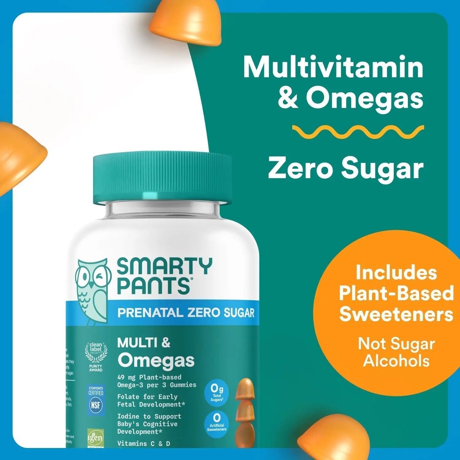 SmartyPants Zero Sugar Prenatal Multivitamin Gummies: Choline, Methylfolate, Omega 3 (ALA), Vitamin D3, C, Vitamin B12, B6, A, K, Zinc, Biotin SmartyPants Au supplements
