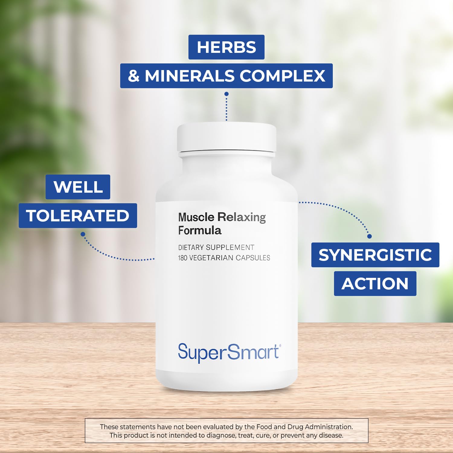 Supersmart - Muscle Relaxing Formula (Advanced Complex) - with Magnesium, Calcium, Vitamin E, Plants Extracts | Non-GMO & Gluten Free - 180 Vegetarian Capsules Supersmart Au supplements