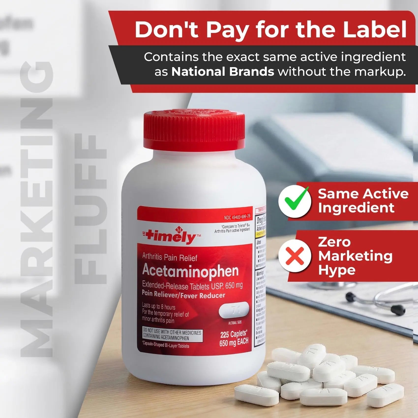 TIME-Cap Labs 225 Caplets Extended Release Acetaminophen 650mg - Pain Reliever & Fever Reducer for Adults, Helps with Headaches, Backaches, Muscle Pain, Toothaches & Menstrual Cramps TIME-CAP LABS, INC. Au supplements