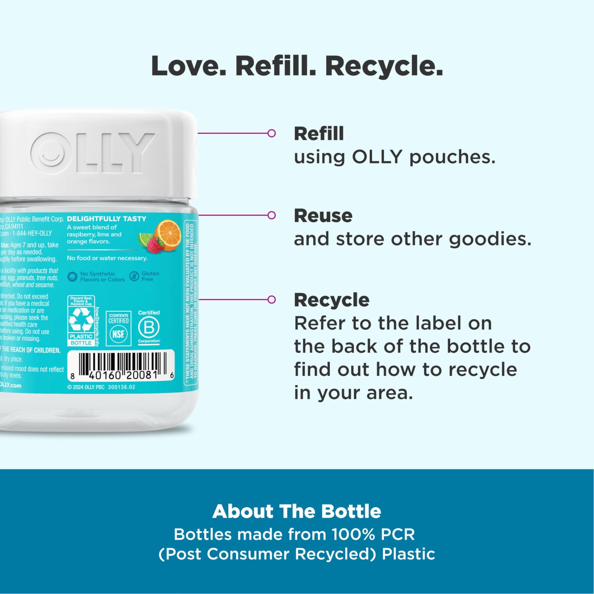 OLLY Kids Chillax Gummy, For a Calm and Relaxed Mood*, Magnesium, L-Theanine, Lemon Balm Extract, Chewable Supplement, Sherbet Flavored, 25 Day Supply - 50 Count OLLY Au supplements