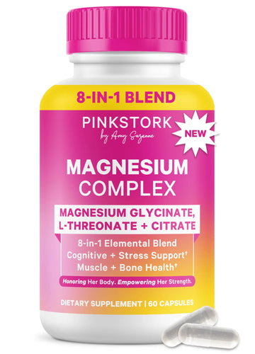 Pink Stork Magnesium Complex for Women - 8 Forms Including Glycinate, Malate, Citrate & L-Threonate - Stress, Sleep, Muscle & Hormone Support - 400 mg Elemental Magnesium - 60 Vegan Capsules Pink Stork Au supplements