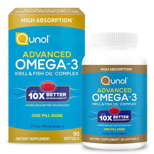 Qunol Advanced Omega 3 Krill and Fish Oil Complex, 10x Better Bioavailability, One Pill Dose, 250mg EPA & DHA QunolUS supplements