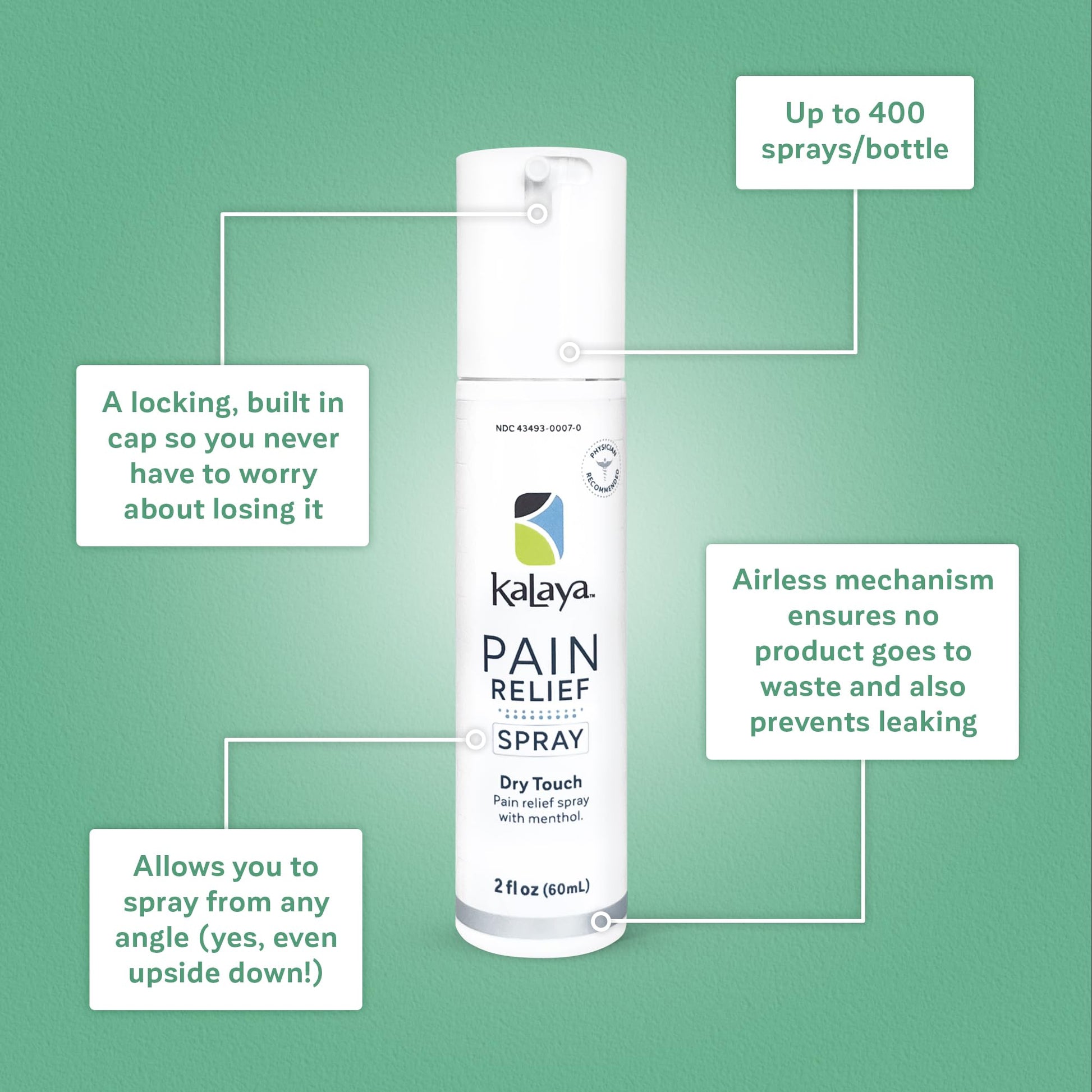 Kalaya Pain Relief Spray - Fast-Acting, Quick-Drying Muscle Rub for Joint Pain Relief and Muscle Pain - with Eucalyptus, Menthol, Methyl Salicylate, Camphor - Ideal for Easing Back Pain - 2 oz Kalaya Naturals Au supplements