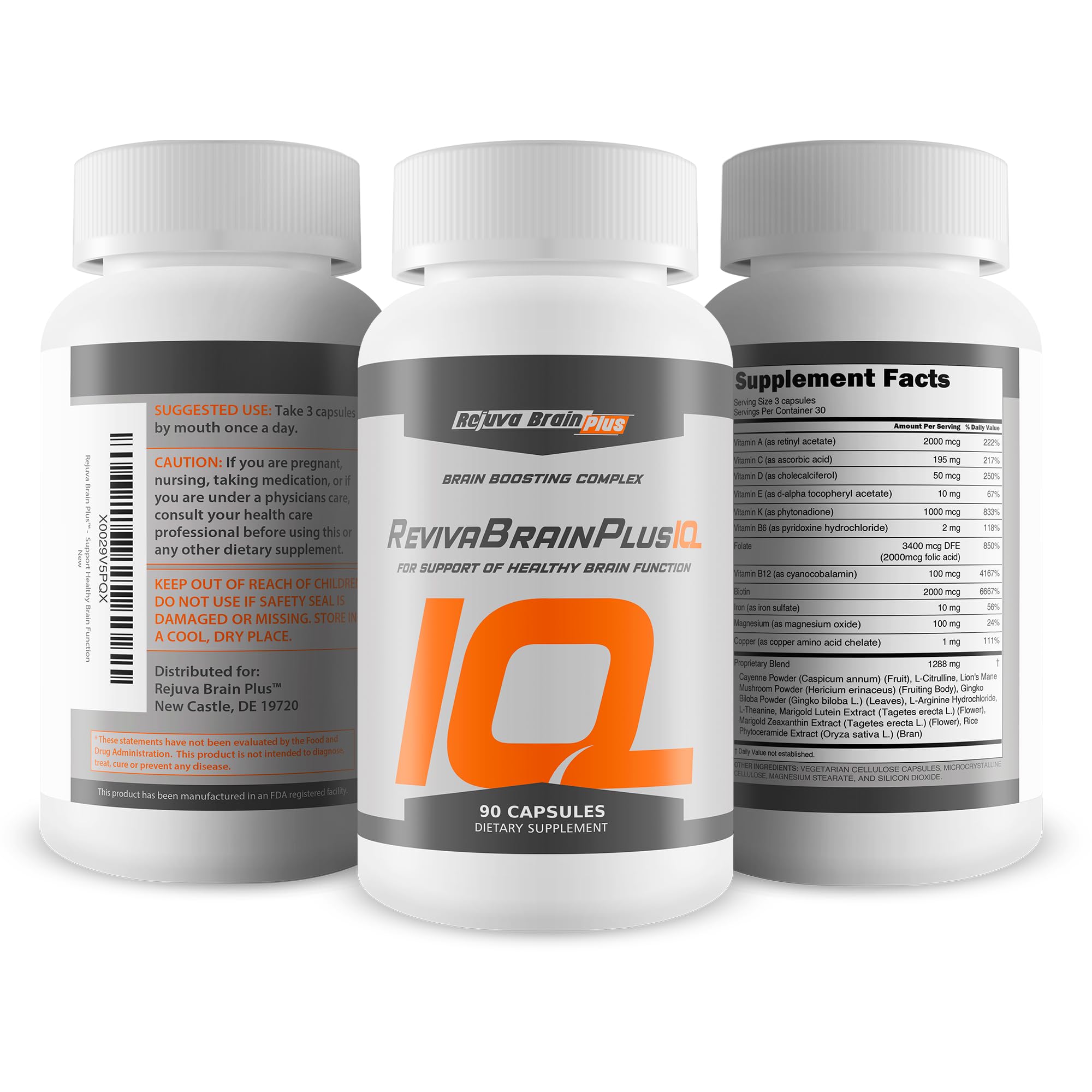 Rejuva Brain Plus Reviva Brain Plus IQ - Support Healthy Brain Function - Brain Boosting Complex Ultra Blend Formulated with Memory Support Nootropic Ingredients - Clarity - Focus - Performance Rejuva Brain Plus Au supplements