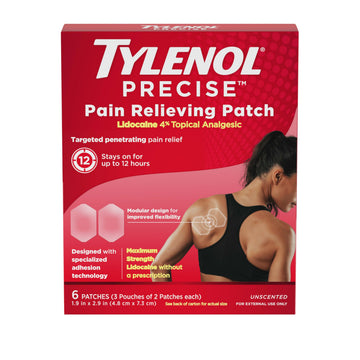 Tylenol Precise Pain Relieving Patches, Topical Analgesic Patches + Maximum OTC Strength Lidocaine Penetrates, Targeted Relief Ideal for Shoulder, Back & Knee Pain, Unscented, 3 x 2 ct Tylenol Au supplements
