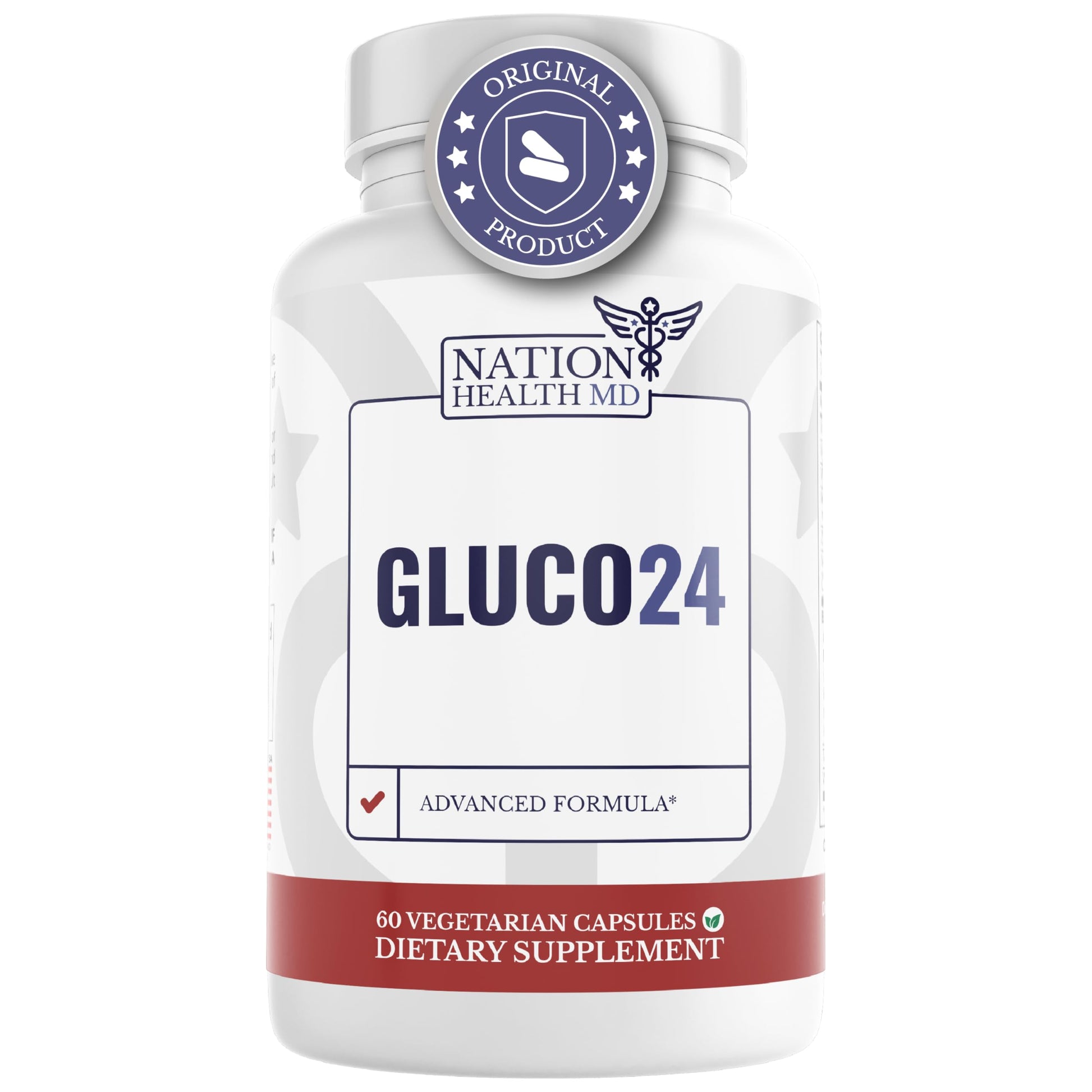 NATION HEALTH MD Gluco24 Advanced Formula - Dietary Supplement with Ceylon Cinnamon Bark Extract, Berberine HCI, Magnesium & Zinc - 60 Capsules NATION HEALTH MD Au supplements