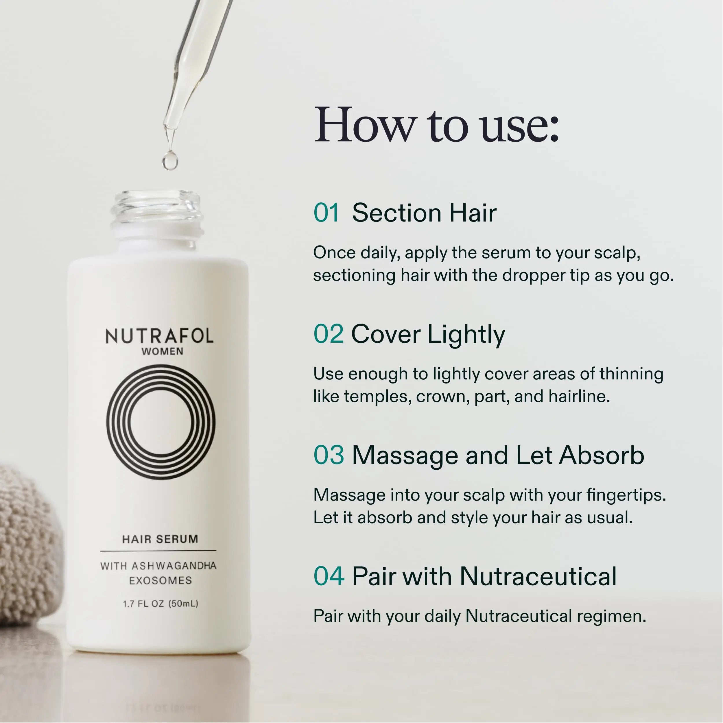 Nutrafol Women's Hair Serum, Safe for Hair Extensions and Color, for Visible Thickness and Strength, Vegan, Lightweight and Fast-Absorbing - 1.7 Fl Oz, Pack of 2 Nutrafol Au supplements