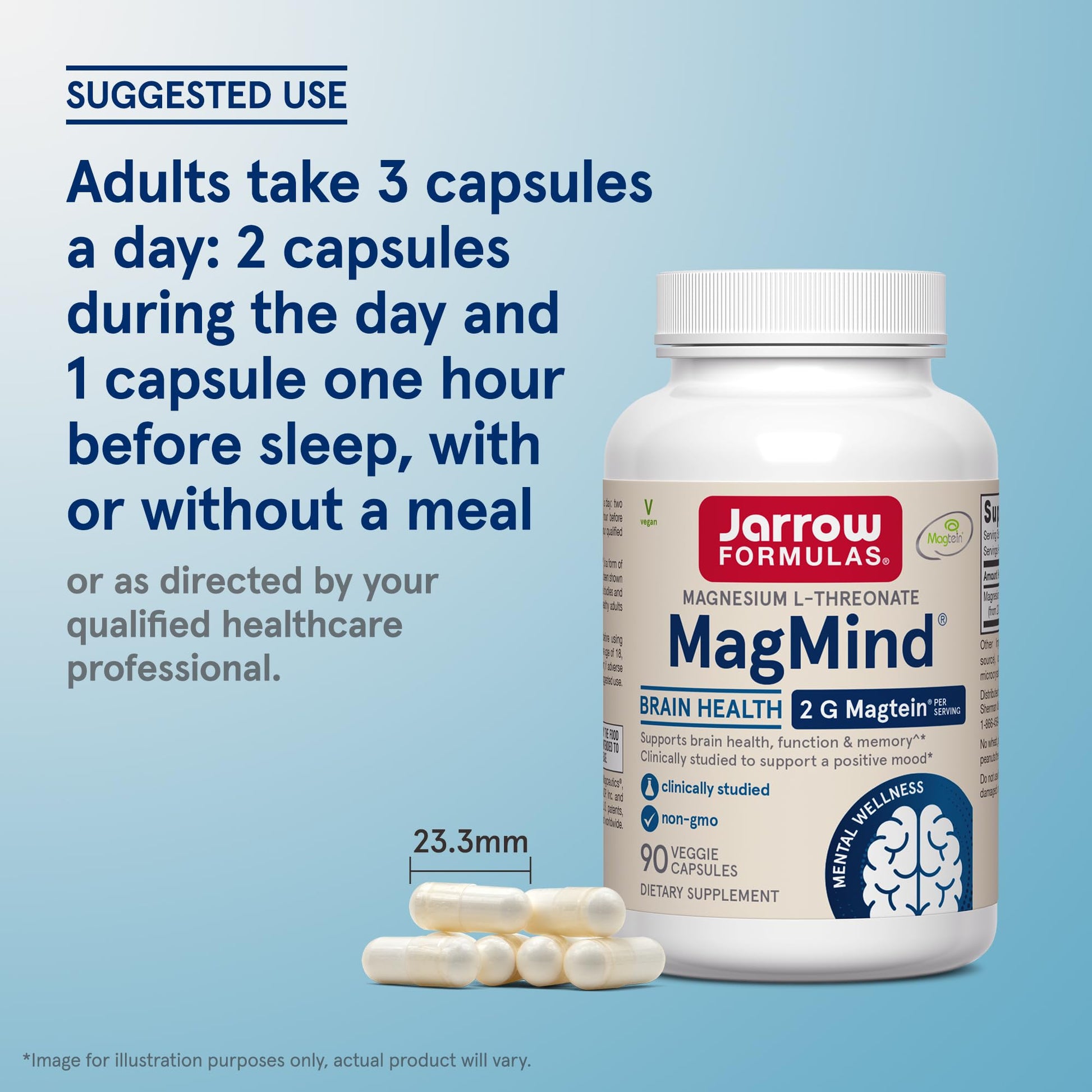 Jarrow Formulas Magnesium L-Threonate, MagMind Magtein Magnesium Supplement, Brain Supplements for Memory Support, 90 Veggie Capsules, Up to a 30 Day Supply Jarrow Formulas Au supplements
