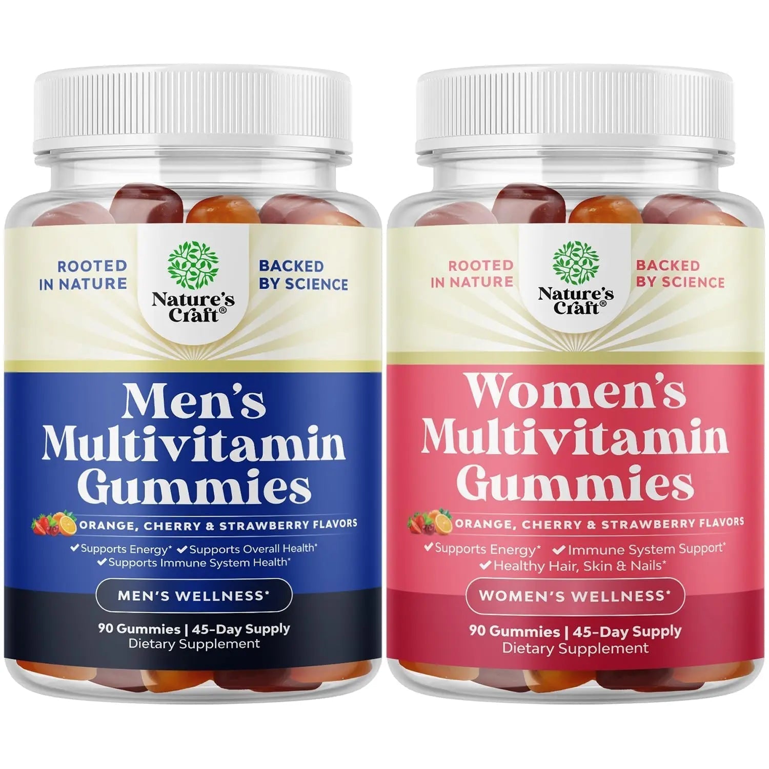Bundle of Daily Mens Multivitamins Gummies with Zinc and Biotin for Energy and Immunity and Daily Multivitamin for Women Gummies - Gummy Vitamins for Health and Wellness Natures Craft Au supplements