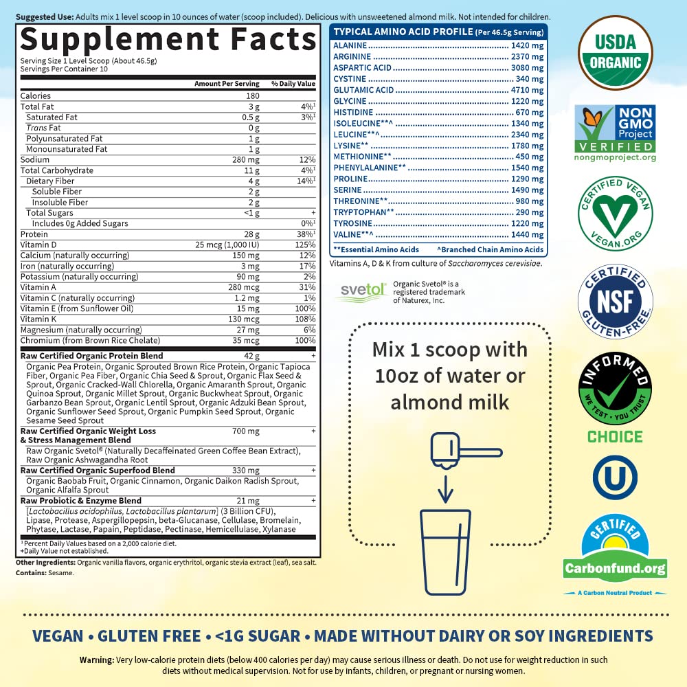 Garden of Life Raw Organic Fit Vegan Protein Powder Vanilla, 28g Plant Based Protein Garden of Life Au supplements