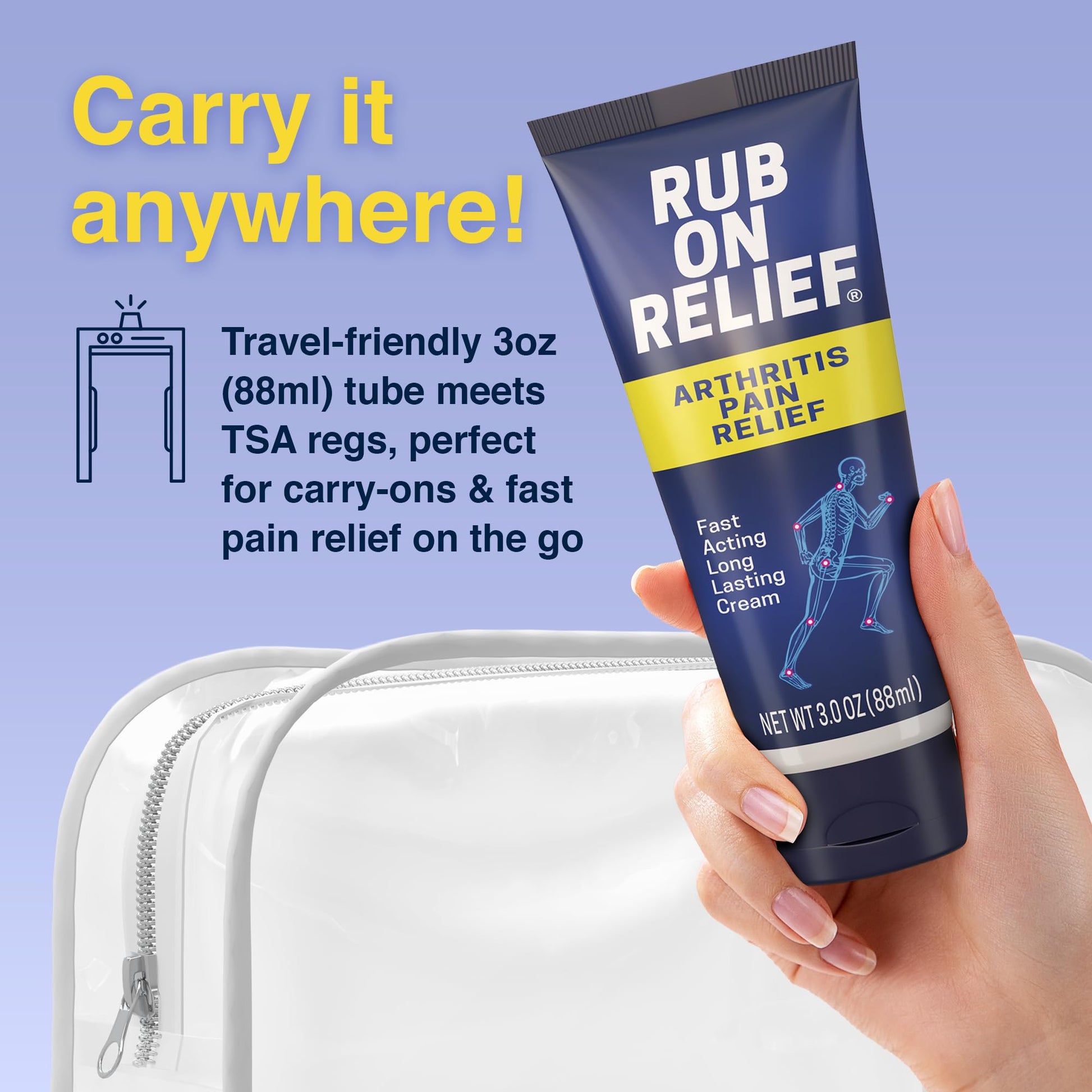 RUB ON RELIEF Arthritis Pain Relief Cream – 10-in-1 Non-Greasy Joints Pain Cream for Knees, Back, Neck, Hands, & Muscle Aches with Menthol, Camphor, Arnica, MSM & Turmeric Up to 8 Hours, 3oz (1 Pack) RUB ON RELIEF Au supplements