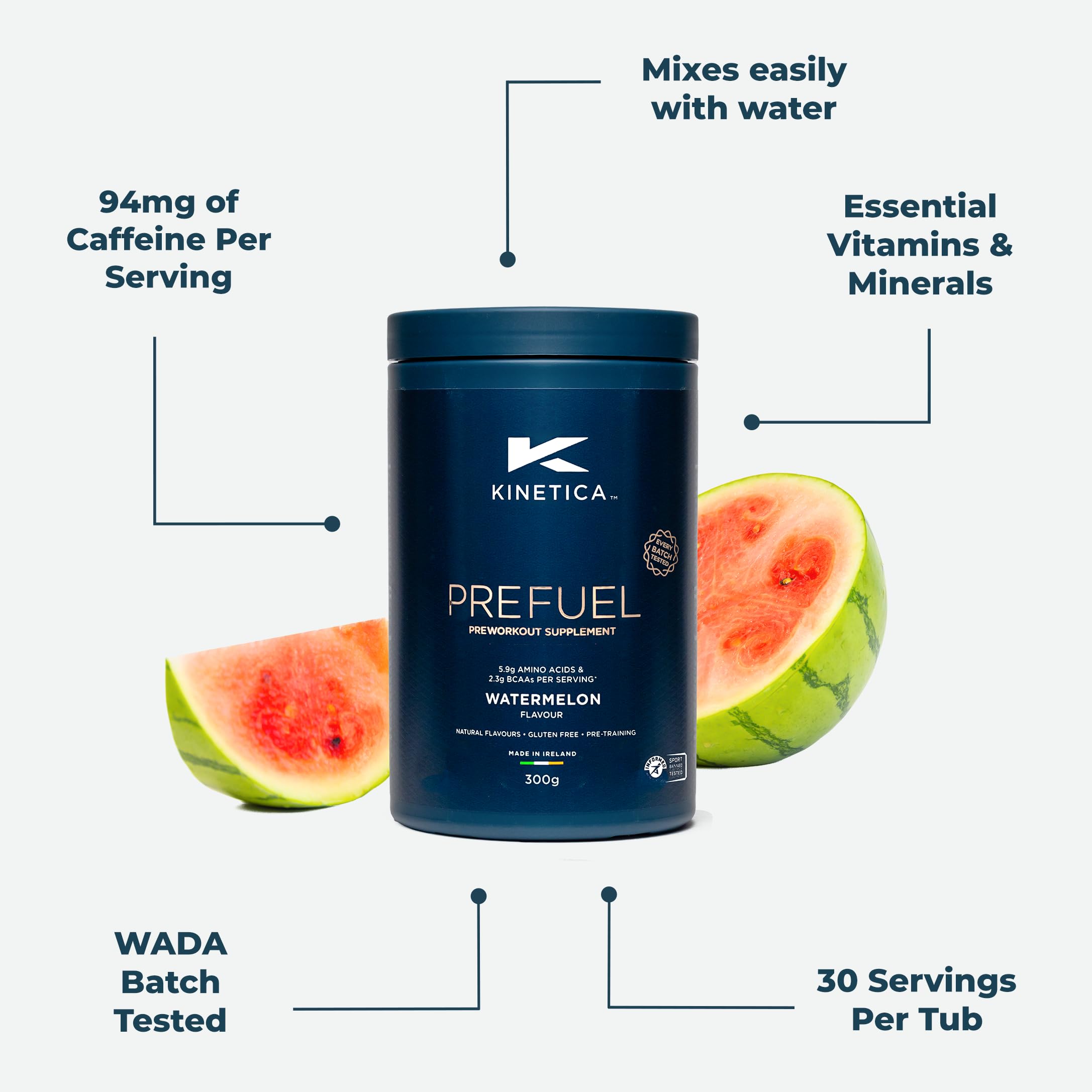 Kinetica PreFuel, Pre Workout, 5.9g Amino Acids & 2.3g BCAA's per Serving, 30 Servings Kinetica Au supplements