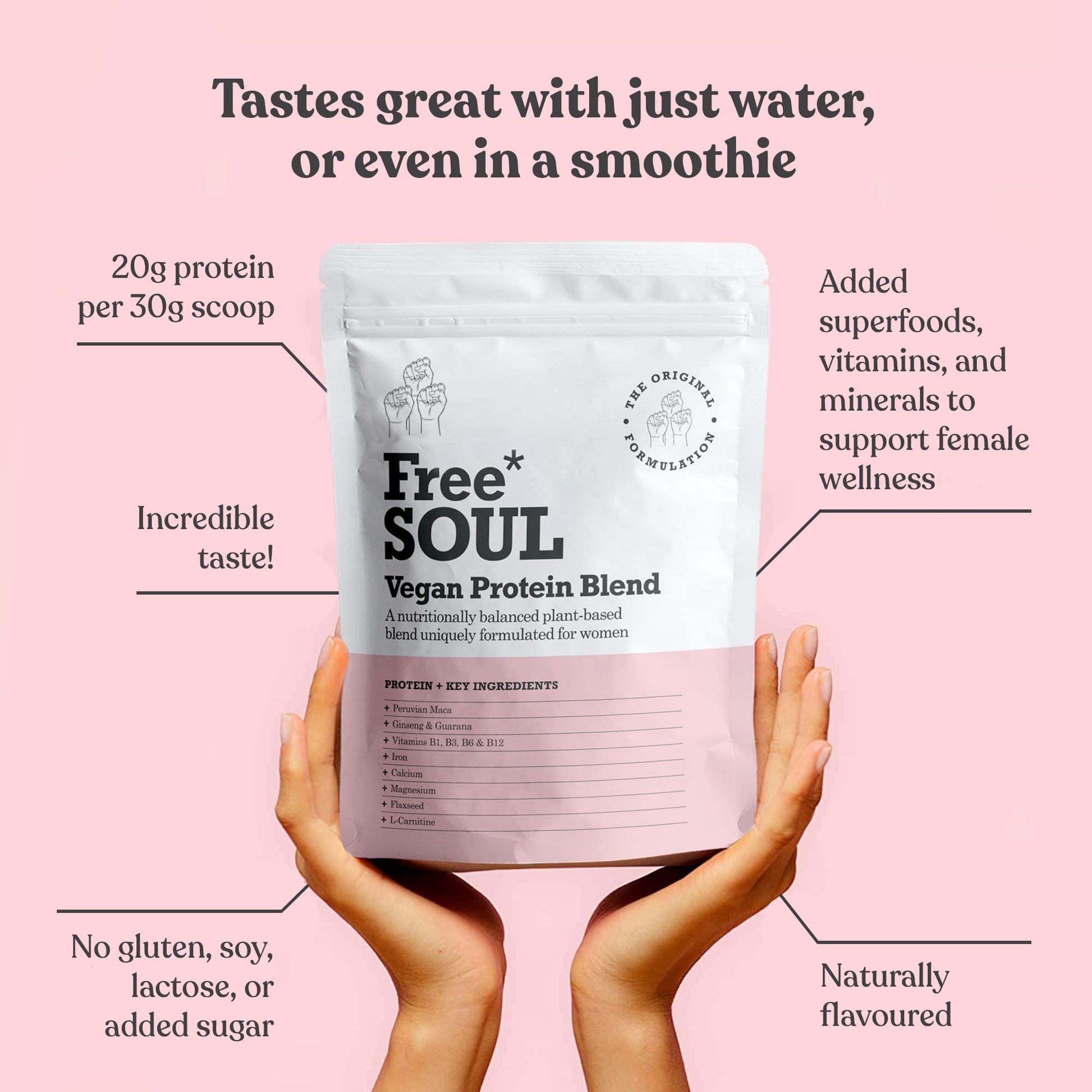 Free Soul Vegan Protein Powder | Formulated for Women | 600g | 20g Protein Free Soul Au supplements
