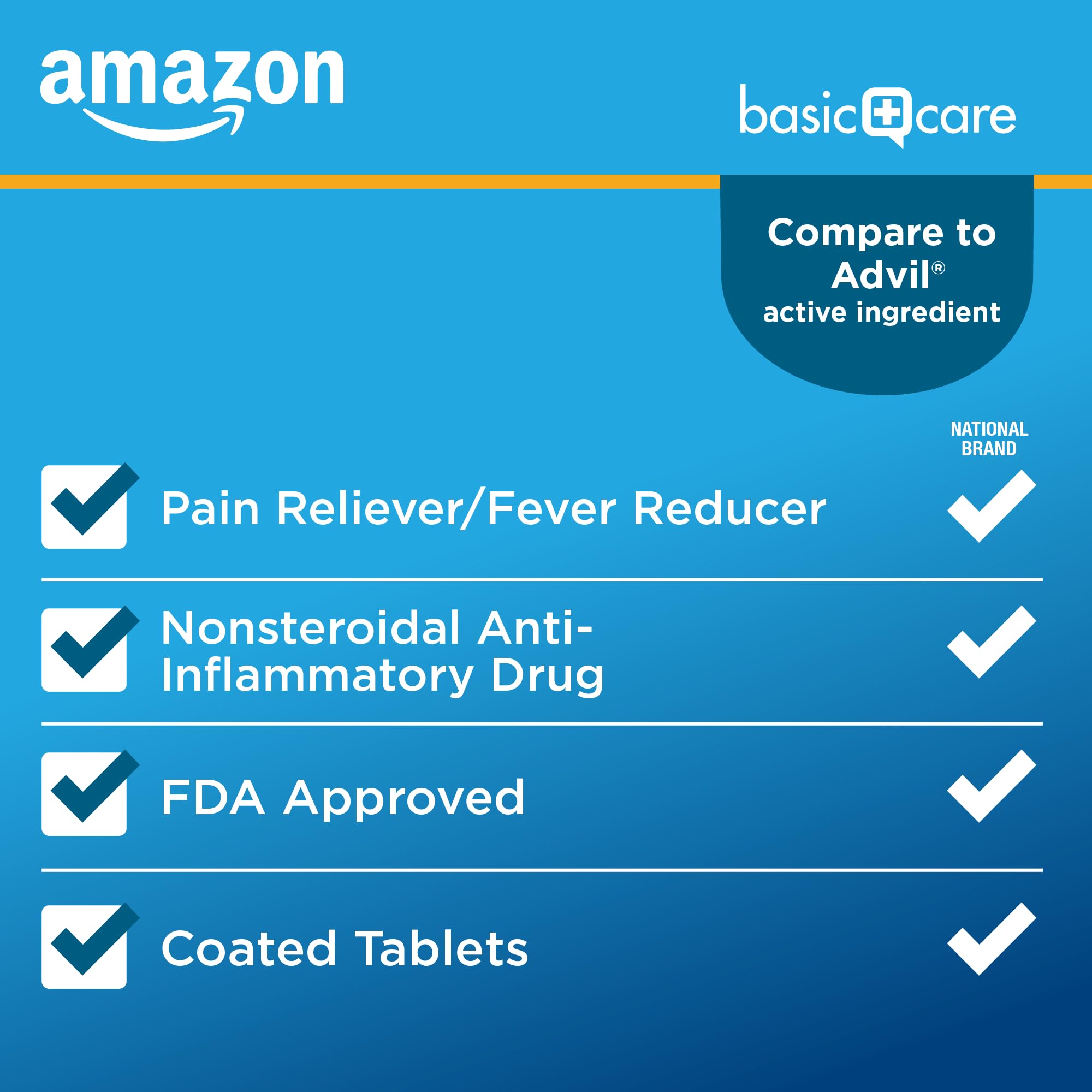 Amazon Basic Care Ibuprofen Tablets, Fever Reducer and Pain Relief from Body Aches Amazon Basic Care Au supplements