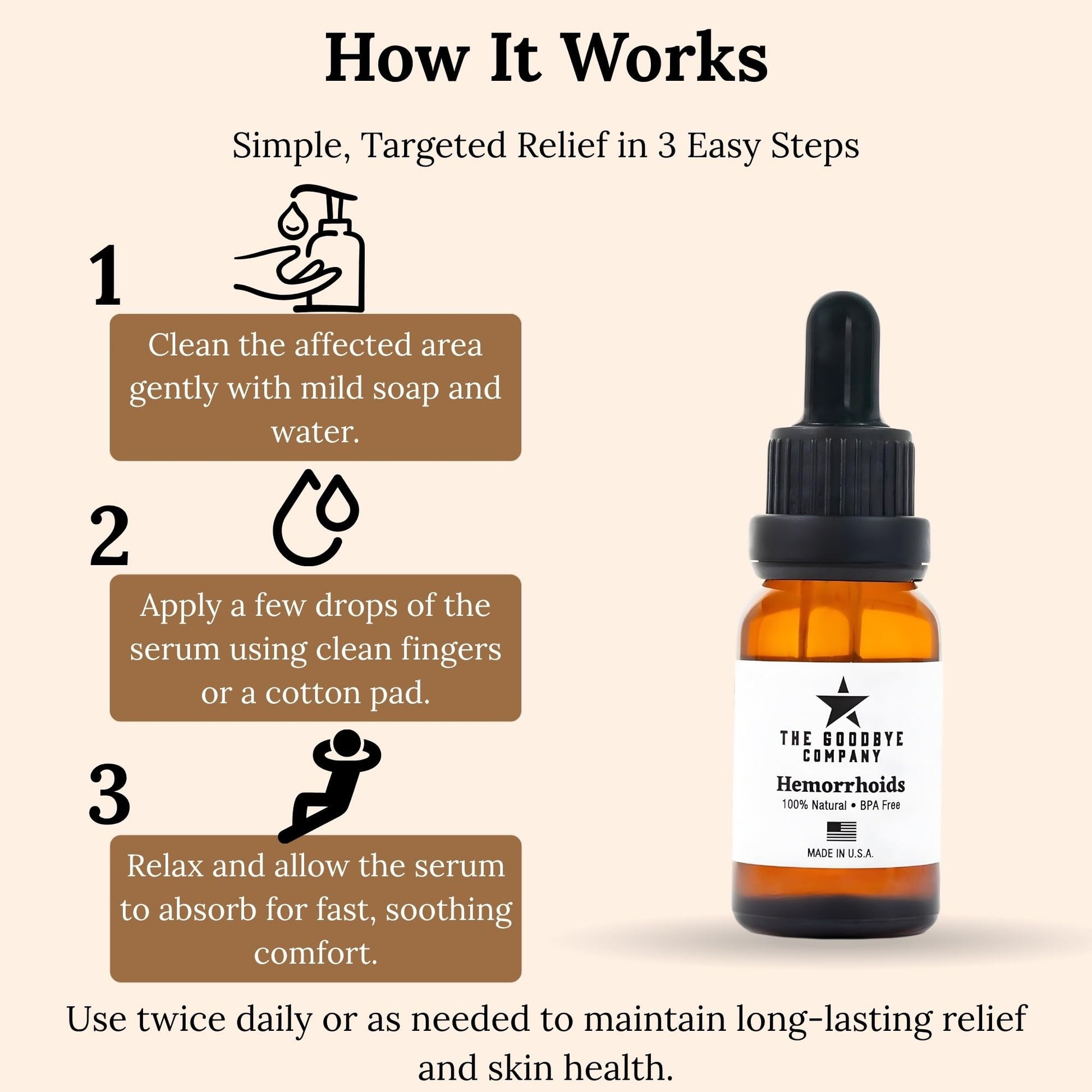 The Goodbye Company Organic Hemorrhoid Relief Serum - Natural Witch Hazel Treatment for Pain, Itch & Swelling - Internal External Soothing Formula - Vegan, USA Made, 15mL The Goodbye Company Au supplements